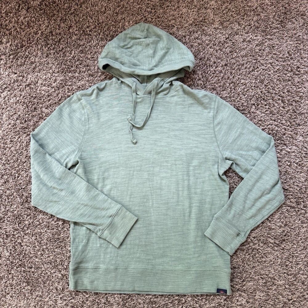 Faherty Sunwashed Slub Hoodie Mens M Green Pullover Drawstring Casual Organic
